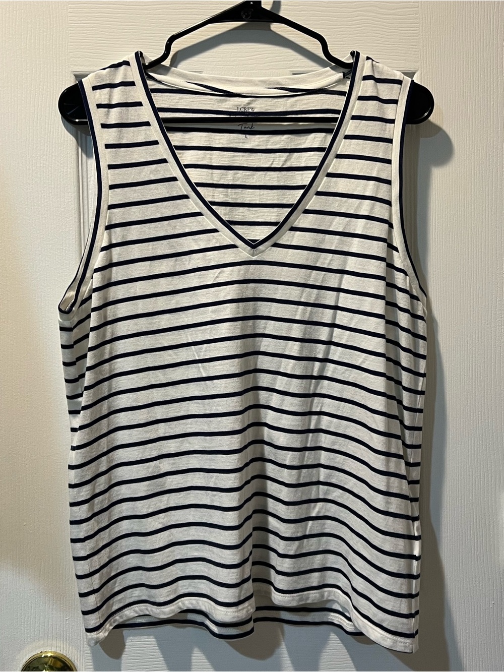Women’s J.Crew Navy and Cream Striped Slub Cotton Tank - NWT